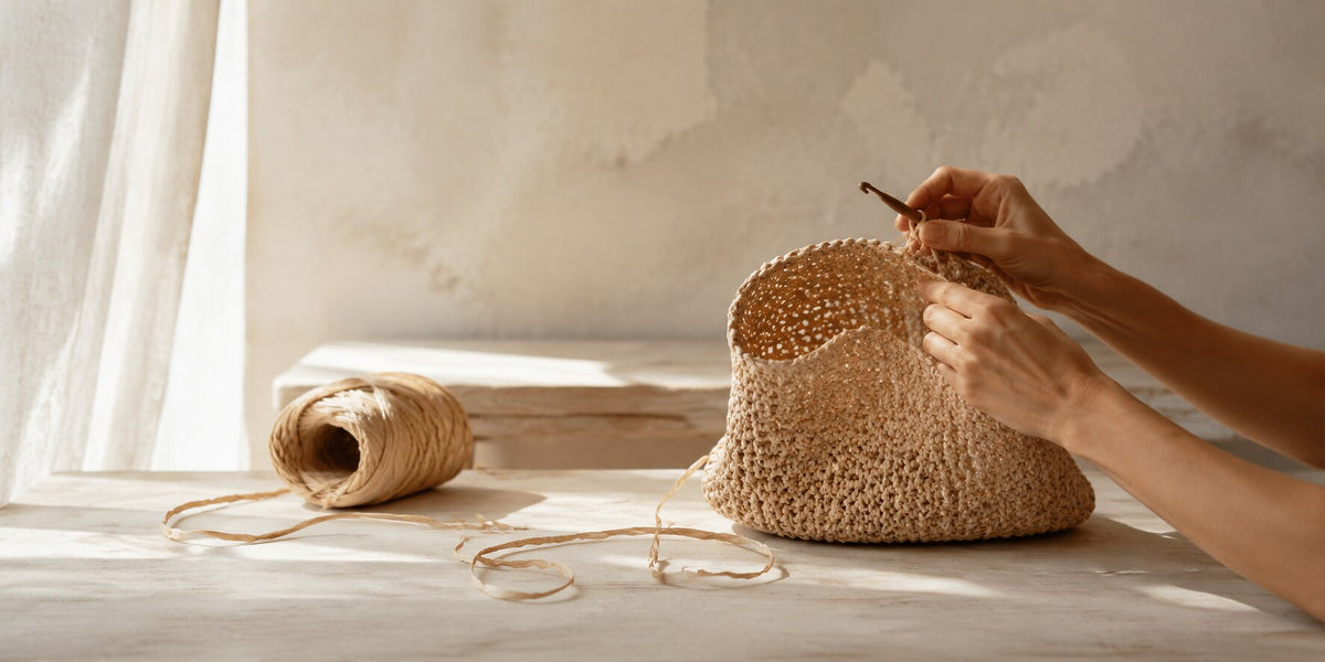 Volume d’un sac en raphia se construisant au crochet